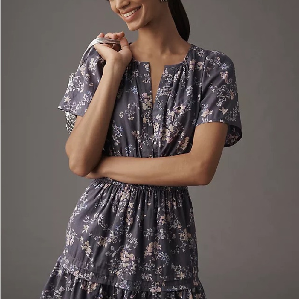 NWT Anthropologie Somerset Floral Mini Dress in purple